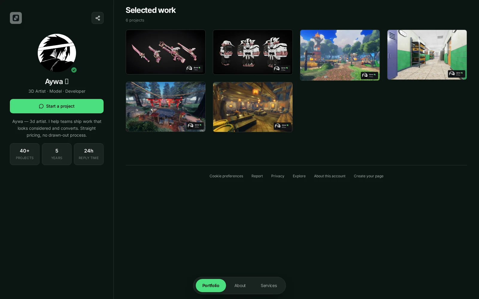 Aywa's page on myportfl.io